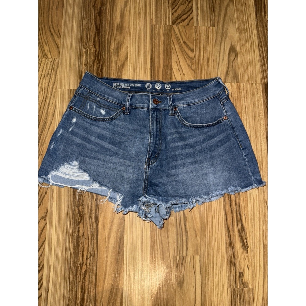 By Rewash Peace Love Eco Super High Rise Distressed Denim Shorts SZ 13
